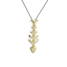 Taşlı Kılçık Kolye - Swarovski 925 ayar altın kaplama gümüş kolye (40 cm gümüş rolo zincir) #10tfem3