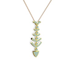 Taşlı Kılçık Kolye - Akuamarin 8 ayar altın kolye (40 cm gümüş rolo zincir) #10wwsj1