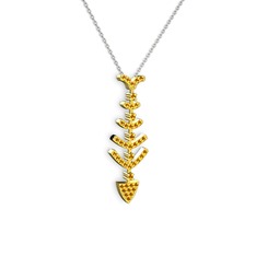 Taşlı Kılçık Kolye - Sitrin 8 ayar altın kolye (40 cm beyaz altın rolo zincir) #15qvrhi