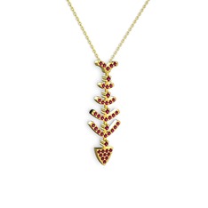 Taşlı Kılçık Kolye - Rodolit garnet 18 ayar altın kolye (40 cm altın rolo zincir) #18gwd4w