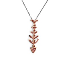 Kök yakut 14 ayar rose altın kolye (40 cm gümüş rolo zincir)