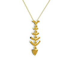 Taşlı Kılçık Kolye - Sitrin 18 ayar altın kolye (40 cm altın rolo zincir) #18xkr6l