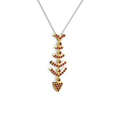 Taşlı Kılçık Kolye - Rodolit garnet 18 ayar altın kolye (40 cm gümüş rolo zincir) #1ahcjbf