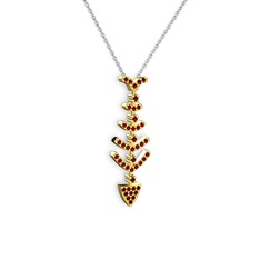 Taşlı Kılçık Kolye - Garnet 14 ayar altın kolye (40 cm gümüş rolo zincir) #1c5jw7d