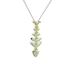 Taşlı Kılçık Kolye - Akuamarin 18 ayar altın kolye (40 cm beyaz altın rolo zincir) #1edqgmz