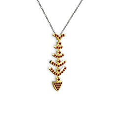 Garnet 14 ayar altın kolye (40 cm gümüş rolo zincir)