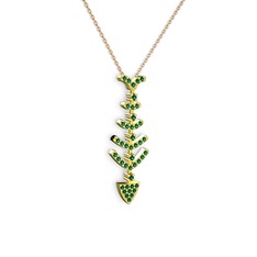 Taşlı Kılçık Kolye - Yeşil kuvars 925 ayar altın kaplama gümüş kolye (40 cm gümüş rolo zincir) #1ijxkrl