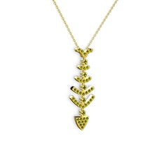 Taşlı Kılçık Kolye - Peridot 925 ayar altın kaplama gümüş kolye (40 cm altın rolo zincir) #1ilff9w