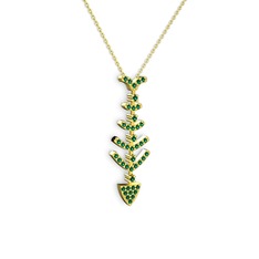 Taşlı Kılçık Kolye - Yeşil kuvars 8 ayar altın kolye (40 cm altın rolo zincir) #1ipxqdn