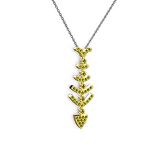 Taşlı Kılçık Kolye - Peridot 14 ayar altın kolye (40 cm gümüş rolo zincir) #1ix5788