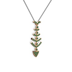 Taşlı Kılçık Kolye - Yeşil kuvars 8 ayar rose altın kolye (40 cm gümüş rolo zincir) #1j7uy60