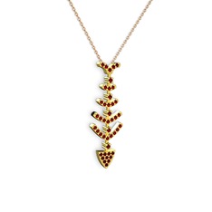 Garnet 14 ayar altın kolye (40 cm gümüş rolo zincir)