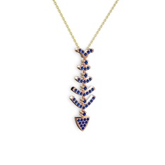 Taşlı Kılçık Kolye - Lab safir 925 ayar rose altın kaplama gümüş kolye (40 cm gümüş rolo zincir) #1omwdyy