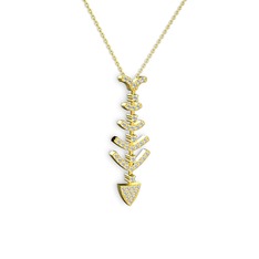 Taşlı Kılçık Kolye - Swarovski 14 ayar altın kolye (40 cm altın rolo zincir) #1pgb3uw