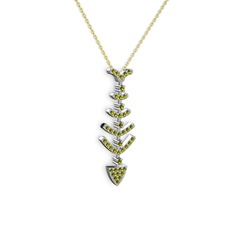 Peridot 8 ayar beyaz altın kolye (40 cm altın rolo zincir)