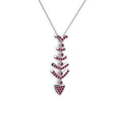 Rodolit garnet 8 ayar beyaz altın kolye (40 cm beyaz altın rolo zincir)