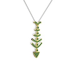 Yeşil kuvars 925 ayar altın kaplama gümüş kolye (40 cm beyaz altın rolo zincir)