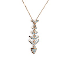 Akuamarin 925 ayar rose altın kaplama gümüş kolye (40 cm rose altın rolo zincir)