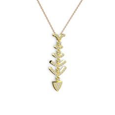 Taşlı Kılçık Kolye - Swarovski 8 ayar altın kolye (40 cm rose altın rolo zincir) #7mosdu
