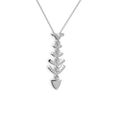 Taşlı Kılçık Kolye - Swarovski 14 ayar beyaz altın kolye (40 cm beyaz altın rolo zincir) #7u2uk6