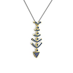 Lab safir 14 ayar altın kolye (40 cm gümüş rolo zincir)