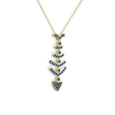 Taşlı Kılçık Kolye - Lab safir 925 ayar altın kaplama gümüş kolye (40 cm altın rolo zincir) #9ya8ar