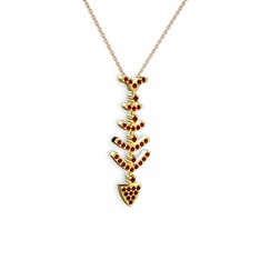 Taşlı Kılçık Kolye - Garnet 18 ayar altın kolye (40 cm rose altın rolo zincir) #a965sj