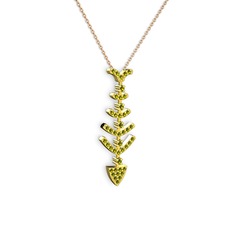 Taşlı Kılçık Kolye - Peridot 18 ayar altın kolye (40 cm rose altın rolo zincir) #d6zl1r