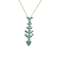 Kök zümrüt 14 ayar beyaz altın kolye (40 cm altın rolo zincir)