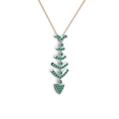 Taşlı Kılçık Kolye - Kök zümrüt 8 ayar beyaz altın kolye (40 cm gümüş rolo zincir) #ehq7rw