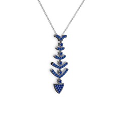 Lab safir 925 ayar siyah rodyum kaplama gümüş kolye (40 cm gümüş rolo zincir)