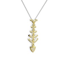 Taşlı Kılçık Kolye - Swarovski 8 ayar altın kolye (40 cm beyaz altın rolo zincir) #f78bob