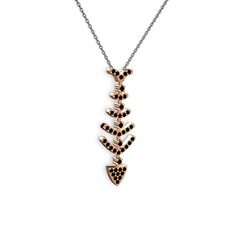 Taşlı Kılçık Kolye - Siyah zirkon 14 ayar rose altın kolye (40 cm gümüş rolo zincir) #fo7zbn