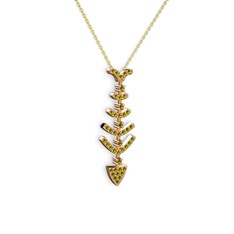 Taşlı Kılçık Kolye - Peridot 925 ayar rose altın kaplama gümüş kolye (40 cm gümüş rolo zincir) #h34g8d
