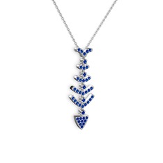Taşlı Kılçık Kolye - Lab safir 925 ayar gümüş kolye (40 cm gümüş rolo zincir) #i8d86r