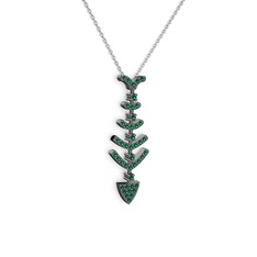 Yeşil kuvars 925 ayar siyah rodyum kaplama gümüş kolye (40 cm gümüş rolo zincir)