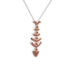 Taşlı Kılçık Kolye - Kök yakut 8 ayar rose altın kolye (40 cm beyaz altın rolo zincir) #kq9ztj