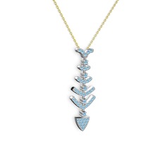 Akuamarin 14 ayar beyaz altın kolye (40 cm altın rolo zincir)