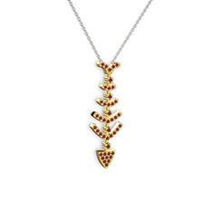 Taşlı Kılçık Kolye - Kök yakut 18 ayar altın kolye (40 cm beyaz altın rolo zincir) #mitahu