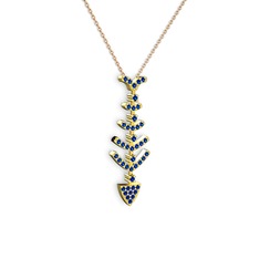 Lab safir 14 ayar altın kolye (40 cm gümüş rolo zincir)