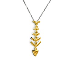 Taşlı Kılçık Kolye - Sitrin 18 ayar altın kolye (40 cm gümüş rolo zincir) #o8kjzj