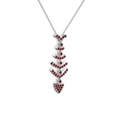 Garnet 925 ayar gümüş kolye (40 cm beyaz altın rolo zincir)