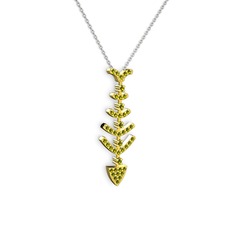 Taşlı Kılçık Kolye - Peridot 18 ayar altın kolye (40 cm beyaz altın rolo zincir) #okemzd