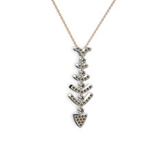 Taşlı Kılçık Kolye - Dumanlı kuvars 925 ayar gümüş kolye (40 cm rose altın rolo zincir) #oxdfuz