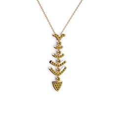 Taşlı Kılçık Kolye - Peridot 925 ayar rose altın kaplama gümüş kolye (40 cm rose altın rolo zincir) #p1fljl