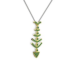 Yeşil kuvars 14 ayar altın kolye (40 cm gümüş rolo zincir)