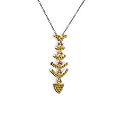 Taşlı Kılçık Kolye - Peridot 8 ayar rose altın kolye (40 cm gümüş rolo zincir) #q69l13