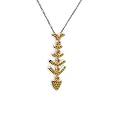 Taşlı Kılçık Kolye - Peridot 8 ayar rose altın kolye (40 cm gümüş rolo zincir) #q69l13