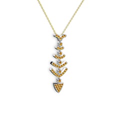 Sitrin 14 ayar beyaz altın kolye (40 cm altın rolo zincir)