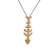 Sitrin 8 ayar rose altın kolye (40 cm gümüş rolo zincir)